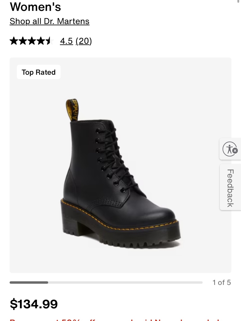 Dr. Martens Black Leather Lace-Up Platform Ankle Boots